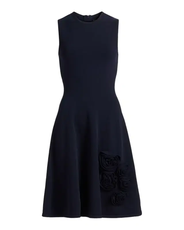 Rose Knit Sleeveless A-Line Dress