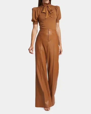 ALICE + OLIVIA Dylan Vegan Leather Wide-Leg Pants | Thumbnail 2