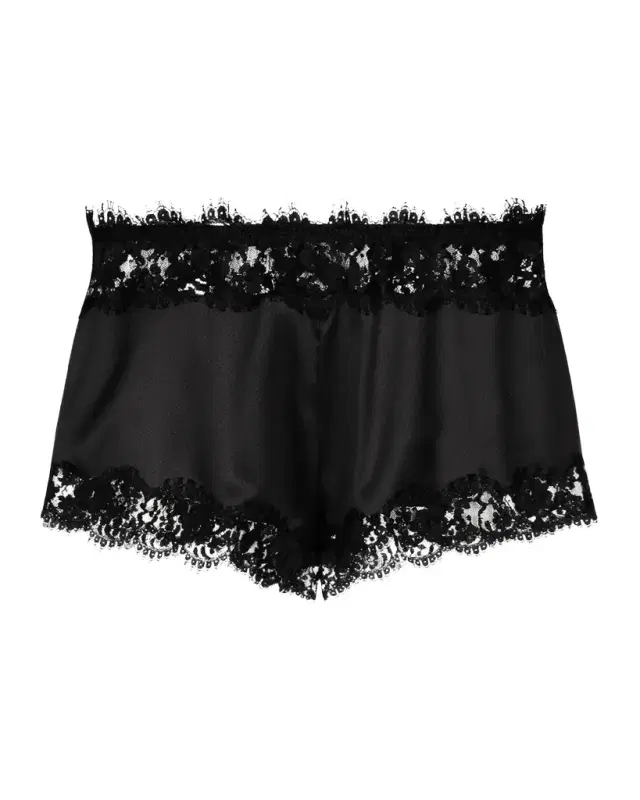 Dolce & Gabbana Lace-Trim Stretch Silk Slip Shorts