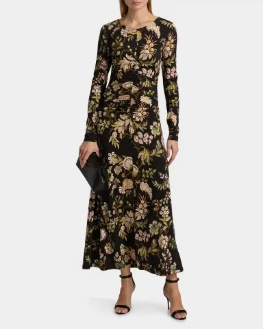 Cara Cara Maisy Long-Sleeve Floral Ruched Midi Dress | Thumbnail 2 Cara Cara Maisy Long-Sleeve Floral Ruched Midi Dress | Thumbnail 2