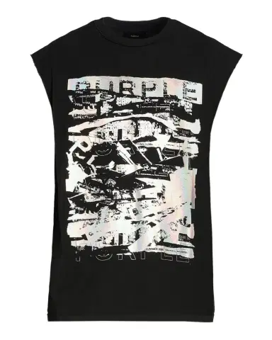 PURPLE Men 's Textured Graphic Sleeveless T-Shirt | Thumbnail 1