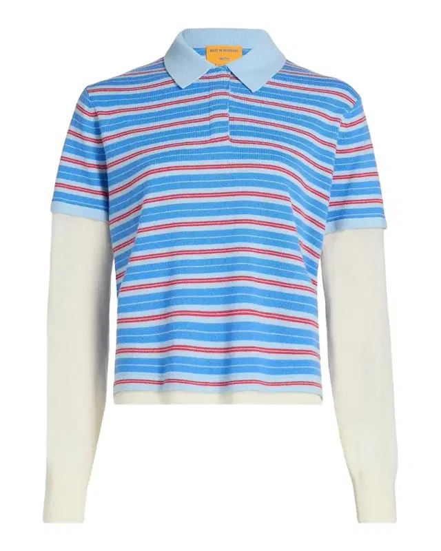 Guest in Residence Layered Stripe Cashmere Rugby Sweater
