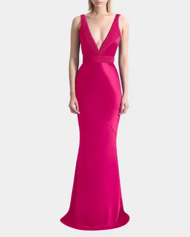 Zhivago Beloved Deep V-Neck Stretch Satin Gown | Thumbnail 2 Zhivago Beloved Deep V-Neck Stretch Satin Gown | Thumbnail 2