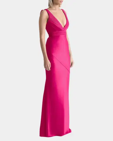 Zhivago Beloved Deep V-Neck Stretch Satin Gown | Thumbnail 4 Zhivago Beloved Deep V-Neck Stretch Satin Gown | Thumbnail 4