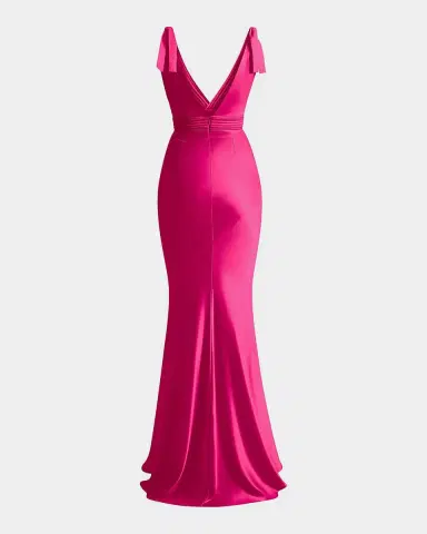 Zhivago Beloved Deep V-Neck Stretch Satin Gown | Thumbnail 5 Zhivago Beloved Deep V-Neck Stretch Satin Gown | Thumbnail 5
