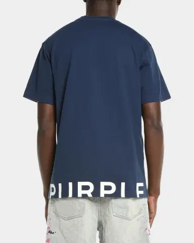 PURPLE Men's Cotton Jersey Crewneck Logo T-Shirt | Thumbnail 2