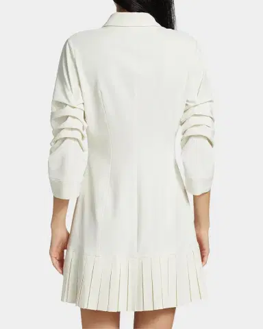 Cinq à Sept Lucilla Topstitched Pleated-Hem Mini Shirtdress | Thumbnail 2