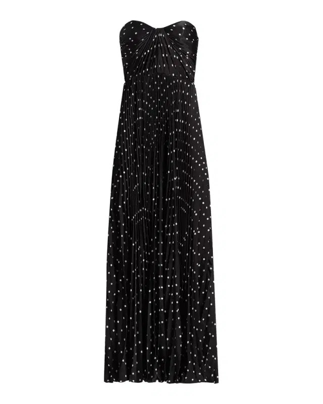 Margot Satin Polka Dot Strapless Gown