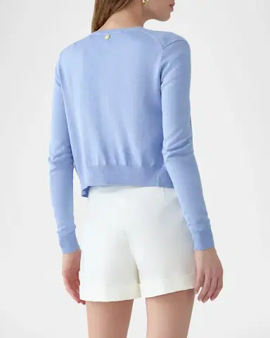 Carolina Herrera Silk-Cotton Crewneck Cardigan | Thumbnail 3 Carolina Herrera Silk-Cotton Crewneck Cardigan | Thumbnail 3