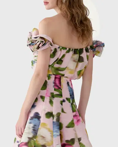Carolina Herrera Rosette Off-The-Shoulder Floral Silk Blouse | Thumbnail 3 Carolina Herrera Rosette Off-The-Shoulder Floral Silk Blouse | Thumbnail 3