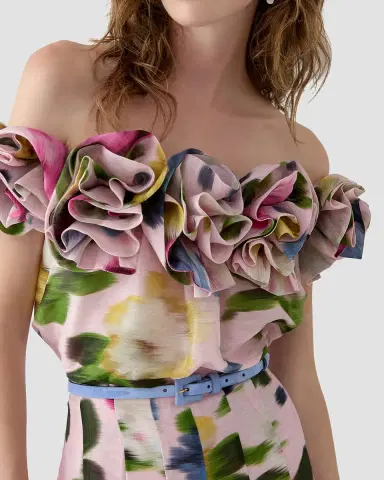 Carolina Herrera Rosette Off-The-Shoulder Floral Silk Blouse | Thumbnail 4 Carolina Herrera Rosette Off-The-Shoulder Floral Silk Blouse | Thumbnail 4