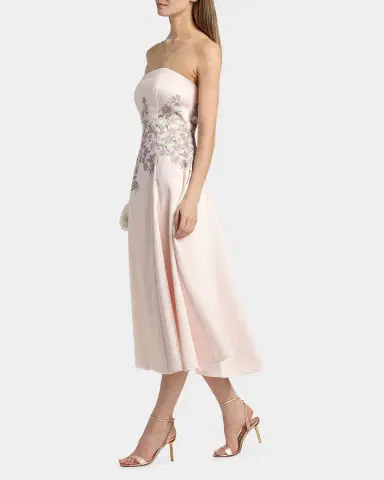 Kay Unger New York Tabitha Floral Tea-Length Strapless Cocktail Dress | Thumbnail 2 Kay Unger New York Tabitha Floral Tea-Length Strapless Cocktail Dress | Thumbnail 2