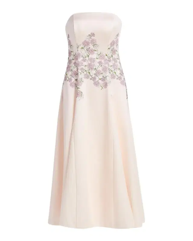 Kay Unger New York Tabitha Floral Tea-Length Strapless Cocktail Dress
