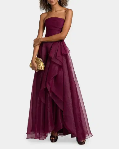 Theia Teresa Draped Strapless Gown | Thumbnail 2