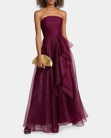 Theia Teresa Draped Strapless Gown | Thumbnail 4
