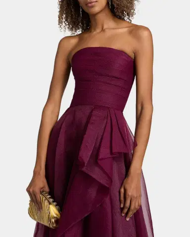 Theia Teresa Draped Strapless Gown | Thumbnail 8