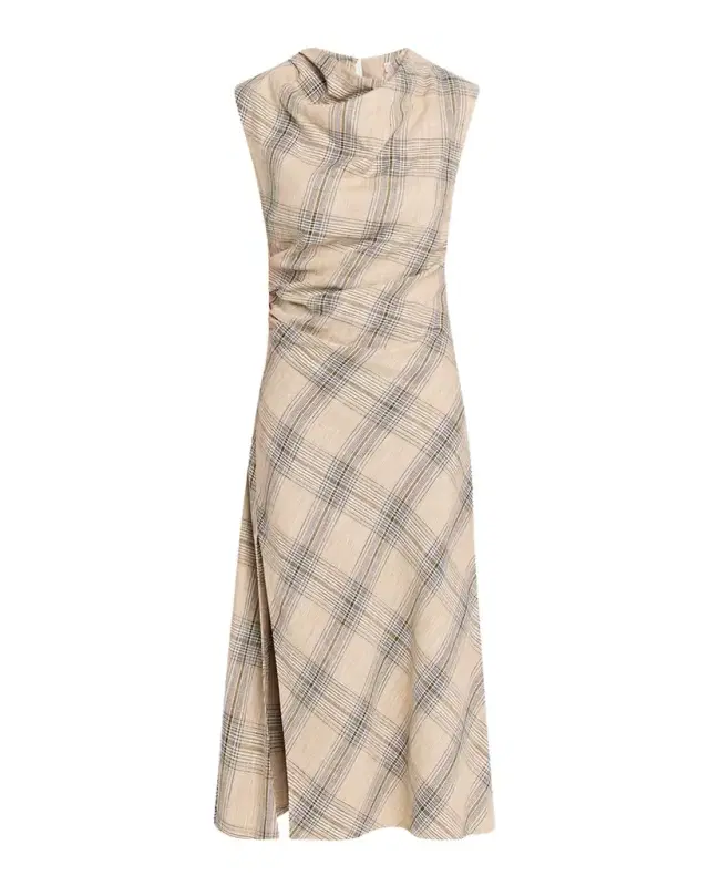 Burke Draped Plaid Midi Dress