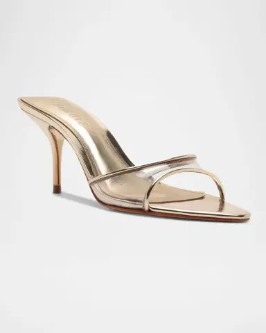 Schutz 75mm Elodie Vinyl Metallic Leather Mules | Thumbnail 2