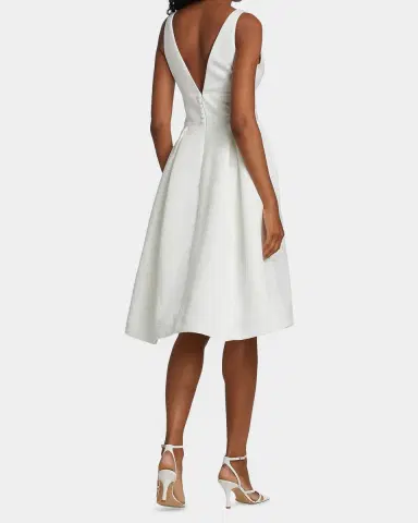 Amsale Faille Deep V-Neck Dress | Thumbnail 3 Amsale Faille Deep V-Neck Dress | Thumbnail 3