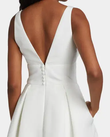 Amsale Faille Deep V-Neck Dress | Thumbnail 5 Amsale Faille Deep V-Neck Dress | Thumbnail 5