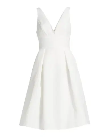 Amsale Faille Deep V-Neck Dress | Thumbnail 1 Amsale Faille Deep V-Neck Dress | Thumbnail 1