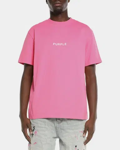 PURPLE Men's Cotton Jersey Logo Crewneck T-Shirt | Thumbnail 3