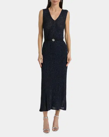 Chiara Boni La Petite Robe Risse Metallic Knit Star Midi-Dress | Thumbnail 4 Chiara Boni La Petite Robe Risse Metallic Knit Star Midi-Dress | Thumbnail 4