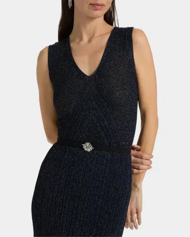 Chiara Boni La Petite Robe Risse Metallic Knit Star Midi-Dress | Thumbnail 5 Chiara Boni La Petite Robe Risse Metallic Knit Star Midi-Dress | Thumbnail 5