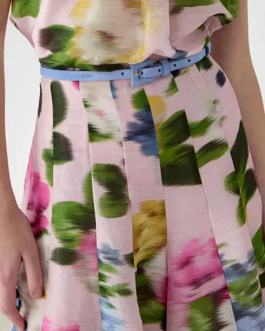 Carolina Herrera Iris Floral Silk-Linen Faille Wide-Leg Skirt Pants | Thumbnail 4