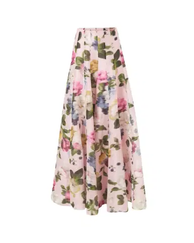 Carolina Herrera Iris Floral Silk-Linen Faille Wide-Leg Skirt Pants | Thumbnail 1