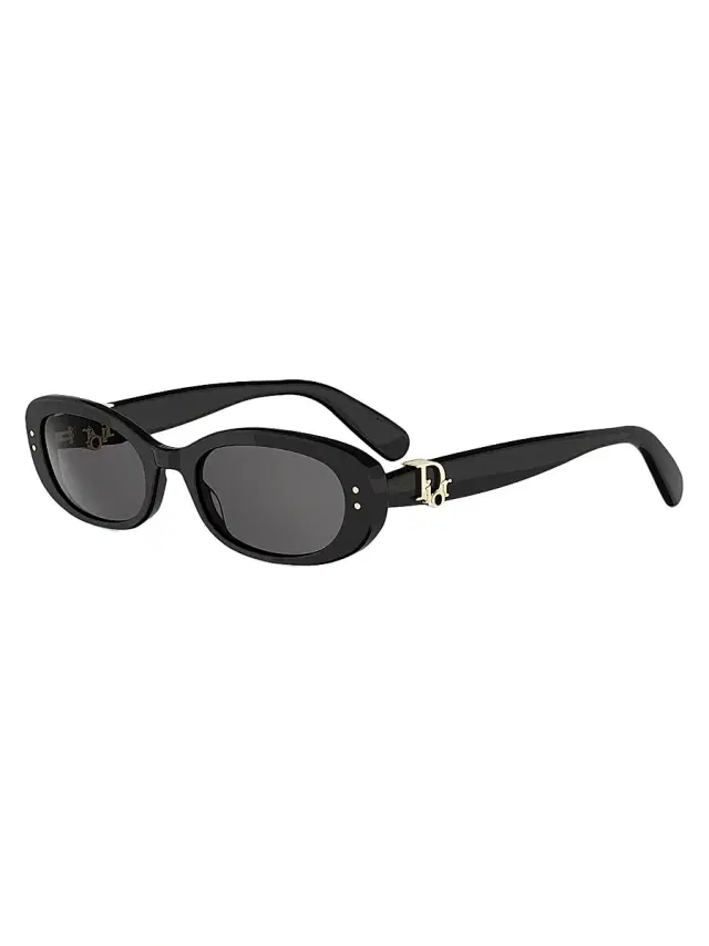 Dior Women's  Oblique B1l 52MM Oval Sunglasses - Shiny Black Smoke