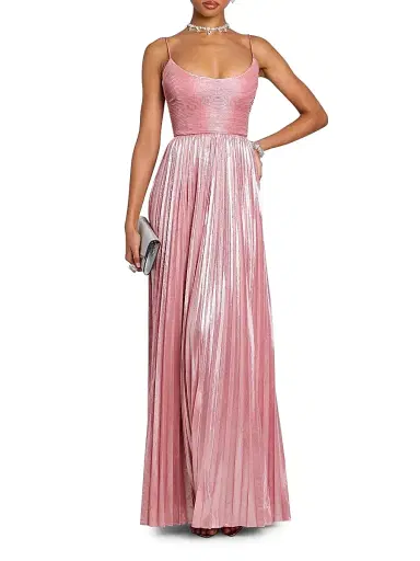 Retrofête Women's Rhosyn Pleated Gown - Metallic Rosa - Size Large | Thumbnail 2