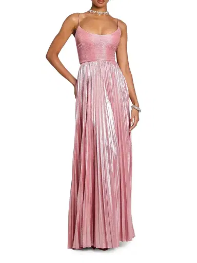Retrofête Women's Rhosyn Pleated Gown - Metallic Rosa - Size Large | Thumbnail 3