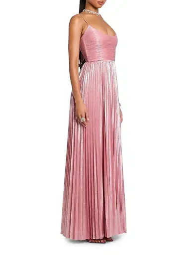 Retrofête Women's Rhosyn Pleated Gown - Metallic Rosa - Size Large | Thumbnail 4