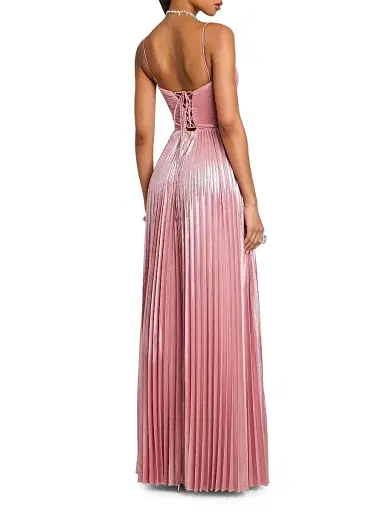 Retrofête Women's Rhosyn Pleated Gown - Metallic Rosa - Size Large | Thumbnail 5
