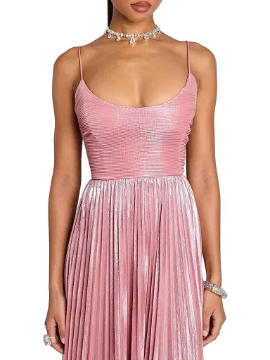 Retrofête Women's Rhosyn Pleated Gown - Metallic Rosa - Size Large | Thumbnail 6