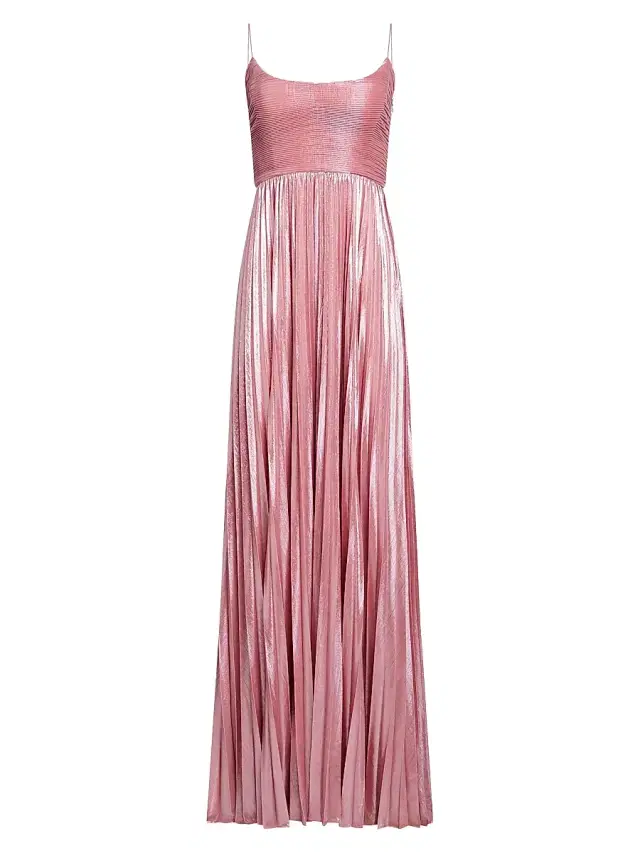 Retrofête Women's Rhosyn Pleated Gown - Metallic Rosa