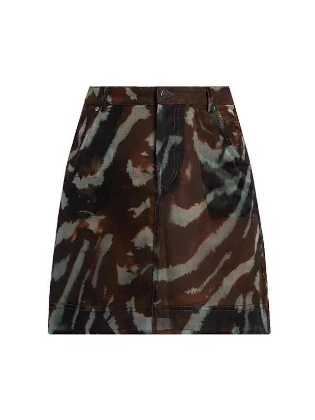 AMUR Women's Kathy Printed Sheer Silk Miniskirt - Aerial Terrain