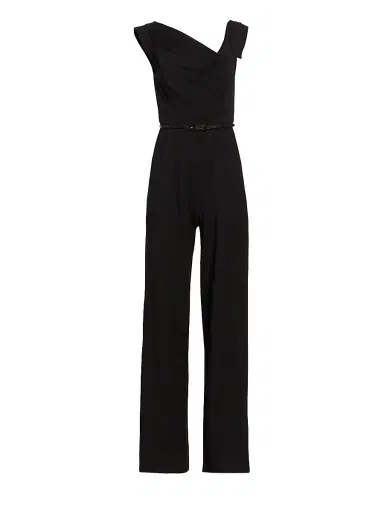BLACK HALO Women's Jackie Asymmetric Belted Jumpsuit - White - Size 6 | Thumbnail 5