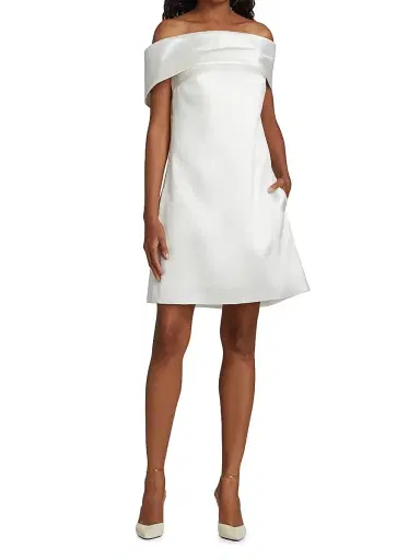 Amsale Women's Mikado Off-The-Shoulder Shift Dress - | Thumbnail 2