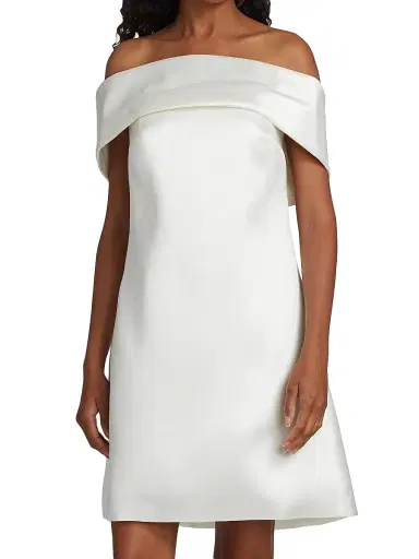 Amsale Women's Mikado Off-The-Shoulder Shift Dress - | Thumbnail 3