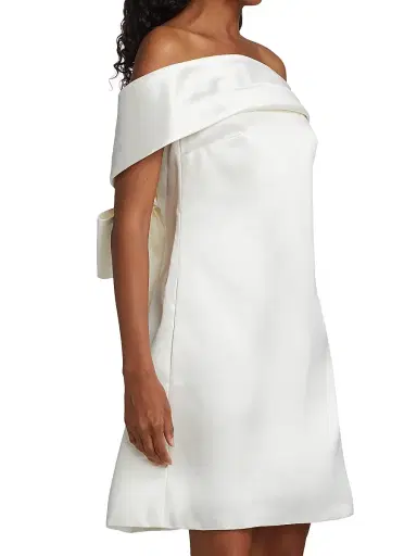 Amsale Women's Mikado Off-The-Shoulder Shift Dress - | Thumbnail 4