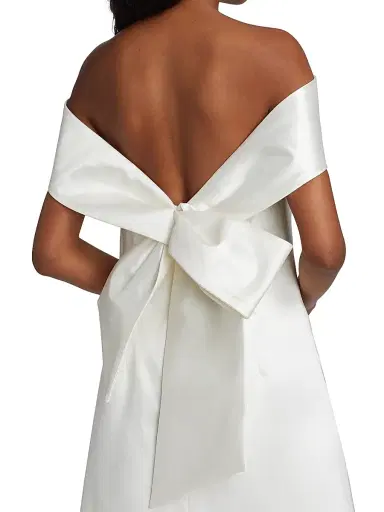 Amsale Women's Mikado Off-The-Shoulder Shift Dress - | Thumbnail 6