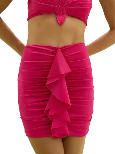 PatBo Women's Aurora Ruffle Miniskirt - Pink - Size Small | Thumbnail 3