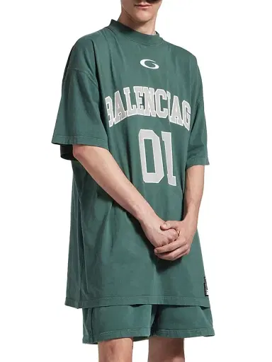Balenciaga Men's Basketball Oversized T-Shirt - Dark Green - Size Medium | Thumbnail 3 Balenciaga Men's Basketball Oversized T-Shirt - Dark Green - Size Medium | Thumbnail 3