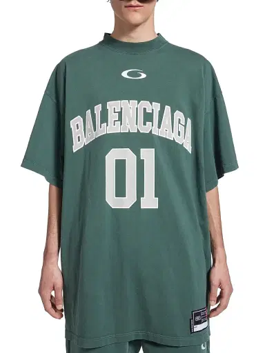 Balenciaga Men's Basketball Oversized T-Shirt - Dark Green - Size Medium | Thumbnail 6 Balenciaga Men's Basketball Oversized T-Shirt - Dark Green - Size Medium | Thumbnail 6
