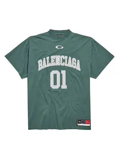 Balenciaga Men's Basketball Oversized T-Shirt - Dark Green - Size Medium | Thumbnail 1 Balenciaga Men's Basketball Oversized T-Shirt - Dark Green - Size Medium | Thumbnail 1