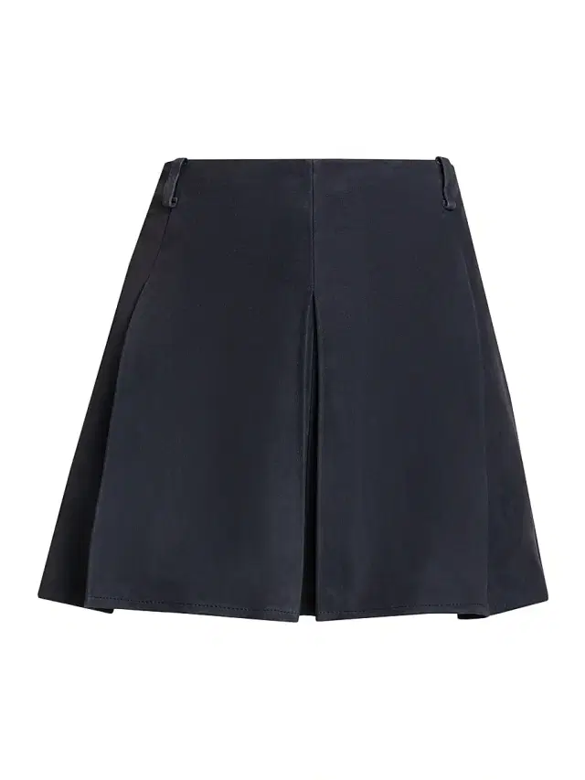 Self-Portrait Women's Pleated Suede Miniskirt - Navy