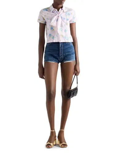 Prada Women's Floral Print Batiste Shirt - Pink - Size 12 | Thumbnail 2
