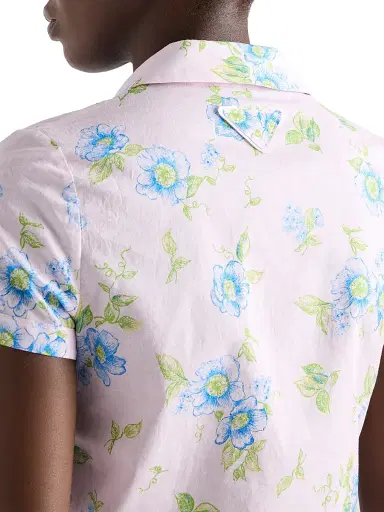Prada Women's Floral Print Batiste Shirt - Pink - Size 12 | Thumbnail 6